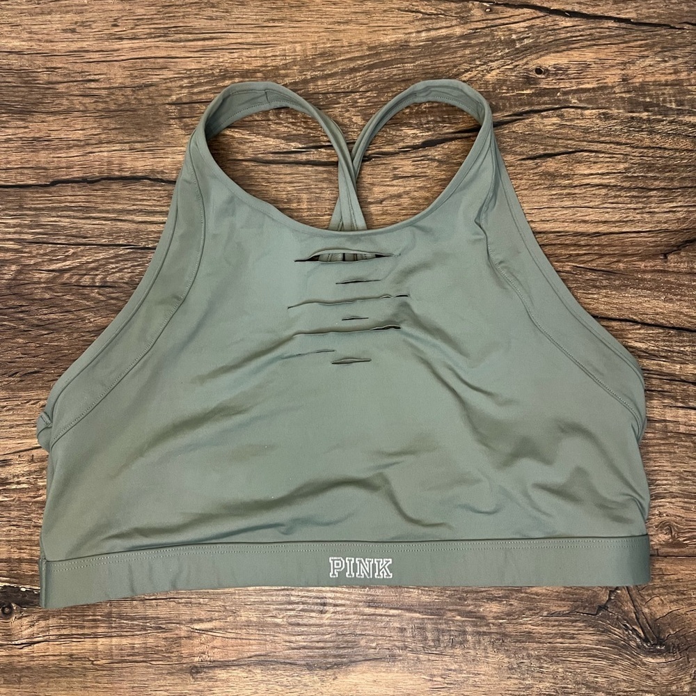PINK Victoria's Secret Olive Green Sports Bra